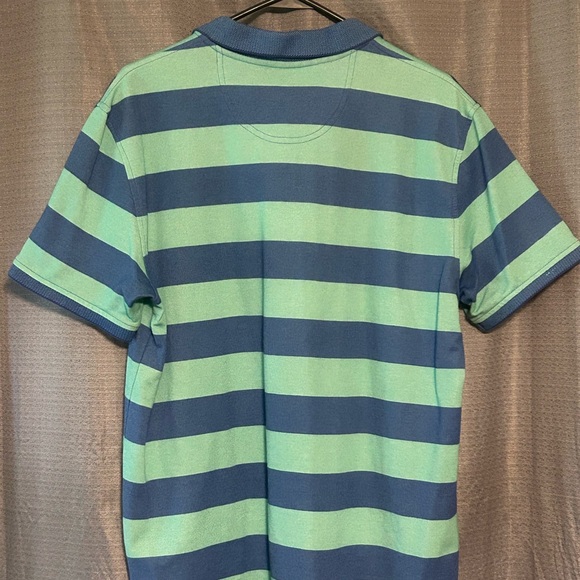 Izod Blue and Green Striped Polo Shirt - Picture 3 of 4